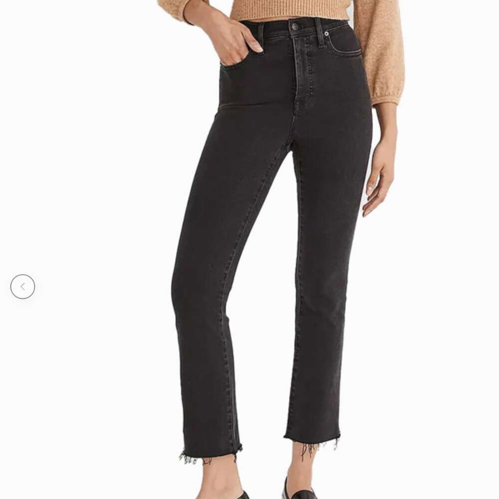 Madewell Cali Demi Boot faded black raw hem jeans size 25